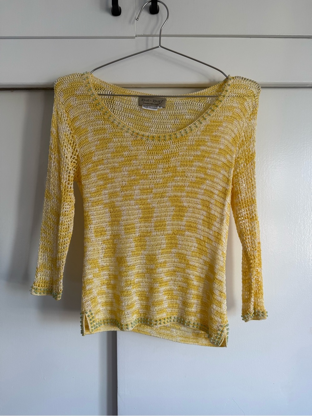 Sea Breeze Yellow Open-Knit Women's Sweater